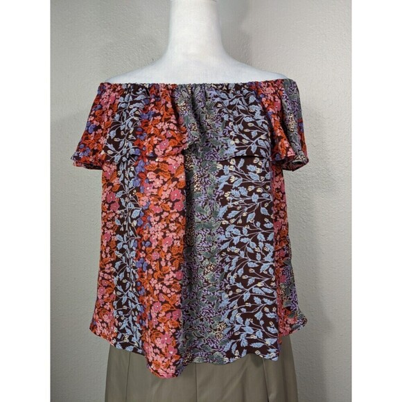 Anthropologie Maeve Floral Vallita Off-Shoulder Top Size Small Boho Blouse N39 - Picture 4 of 12